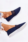 Women's Cloth Sneakers Slip-On Navy Blue Lilis