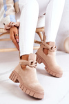 Suede Booties With A Cut Beige Kirsten