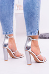 Lu Boo Silver Stiletto Sandals Lissa
