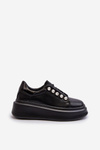 Women's Leather Sneakers on Chunky Platform Black S.Barski LR628