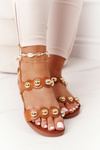 Leather Sandals With Studs S.Barski 541-52 Brown