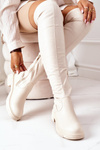 Leather Over The Knee Boots Beige Selina