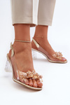 Transparent sandals on a stiletto with golden ornaments D&A MR38-D1