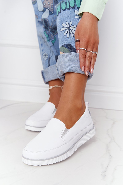 Women's Leather Slip-On Sneakers S.Barski White