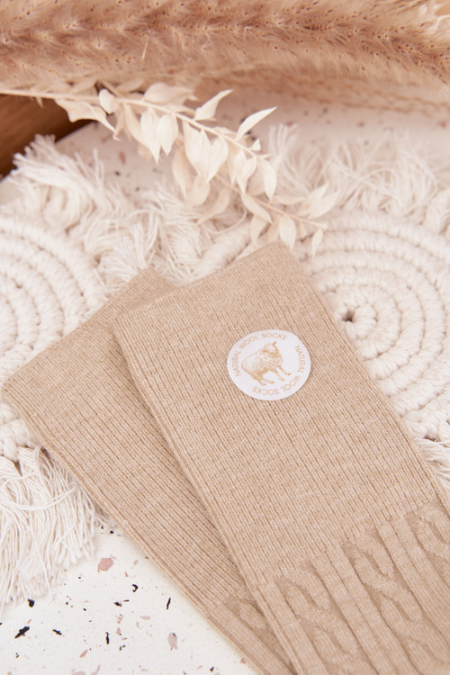 Long Woolen Women's Socks Beige