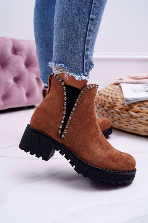 Women's Stiletto Boots With Zircons Camel Sissy