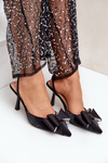 Fabric Heels With Bow Black Selatea