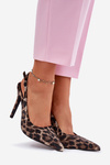Embellished High Heels Leopard Beige-Black Kemonia