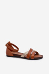 Zazoo 40225 Leather Sandals With Flat Heel Brown