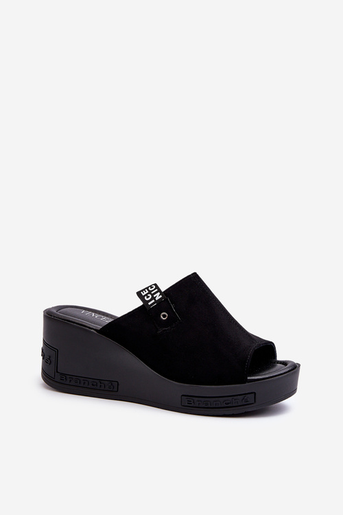 Women's Black Wedge Sandals Vleni