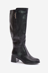 Heeled Knee High Boots Made Of Eco Leather Black Izanae