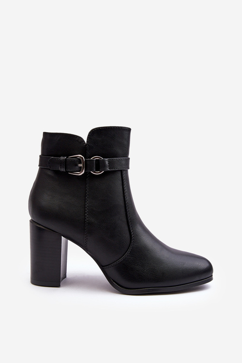 Women's Heeled Boots With Ornament Black Janeya