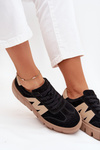 Damskie Sneakersy Platforma Zamsz Czarne Vinceza 79561