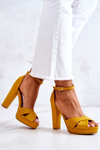 Suede Sandals On A Bar Yellow Lanelle