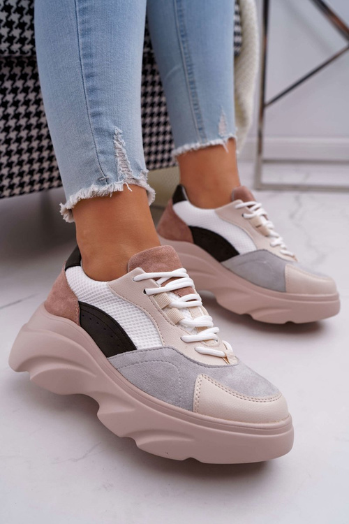 Sporty Women's Thick Sole Shoes Beige Cardamon