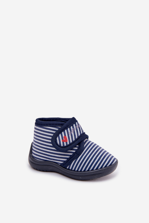 Children's slippers with Velcro striped navy Lavelle