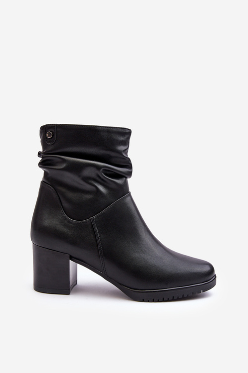 Women's Pleated Boots On Heel Black Liriam
