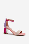Pink suede sandals with a block heel Pholia