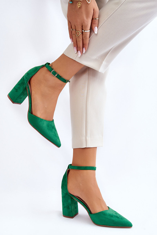 Suede Heel Pumps Green Lexie