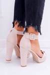 Women's Stiletto Heeled Sandals Suede Beige ShakeUp
