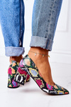 Skórzane Czółenka Z Wężowym Wzorem Lewski Shoes 2801 Kolorowe