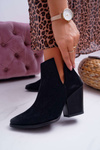 Women's Heeled Boots Spring Leather Suede Black Nicole 2430