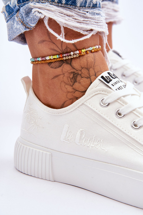 Trampki Wygodne Platforma Białe Lee Cooper LCW-23-31-1806L