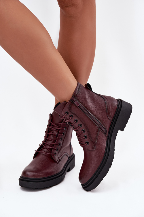 Insulated Women's Ankle Boots Made of Genuine Leather Sergio Leone BT25248-S Bordeaux