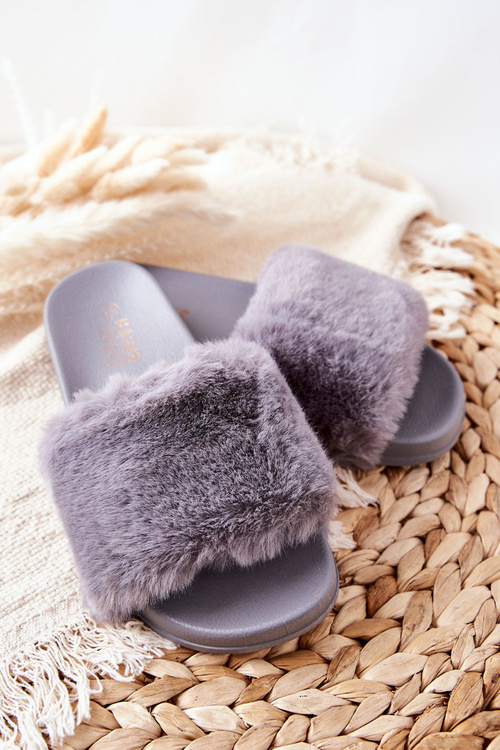 Rubber Moulded Slippers With Eco Fur Grey Emmie