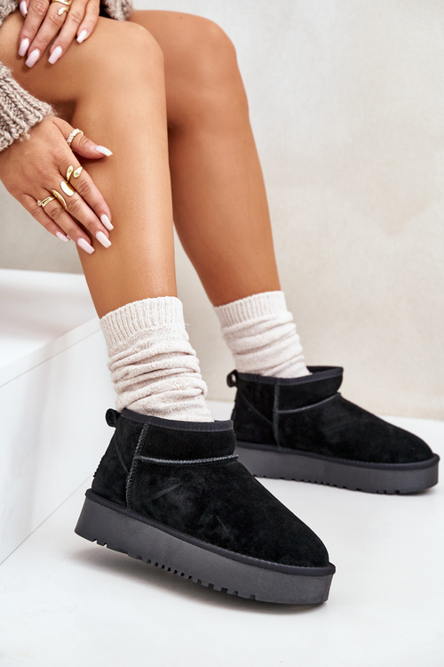 Women's Suede Snow Boots On Platform Black Nereviana