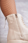 Leather boots with a zipper in beige Tonje