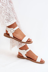 Women's sandals on flat heel eco leather white Kivara