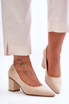Classic Suede Pumps On Heel With Ornament Light Beige Derren