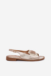 Elegant Women's Sandals On Flat Heel With Decoration S.Barski KV51-082 Golden
