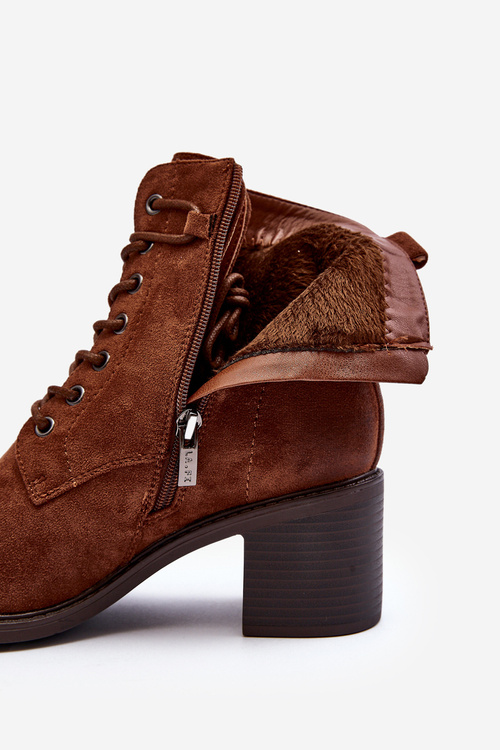 Women's Low Heel Lace-Up Ankle Boots Brown Serellia