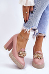 Elegant Pumps With Ornament Smooth pink Caterine