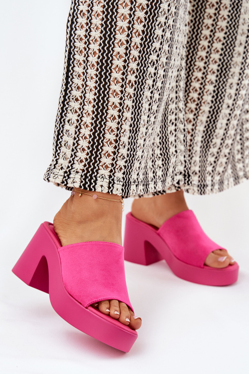 Women's Heeled And Platform Slippers Fuchsia Omeisa