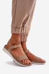 Comfortable and Lightweight Women's Sandals with Velcro Inblu CN000041 Beige-Gold