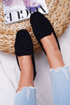 Women's Black Suede Bolero Moccasins