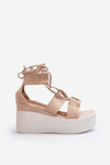 Women's Beige Lace-Up Sandals Helavi