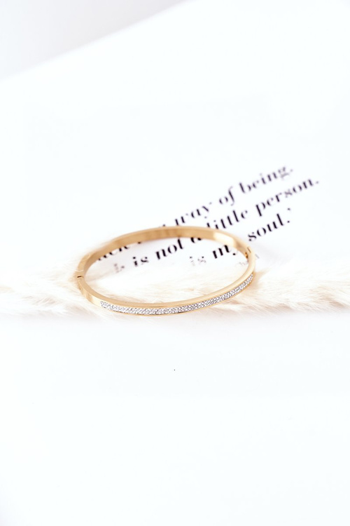 Steel Bracelet With Cubic Zirconia Gold