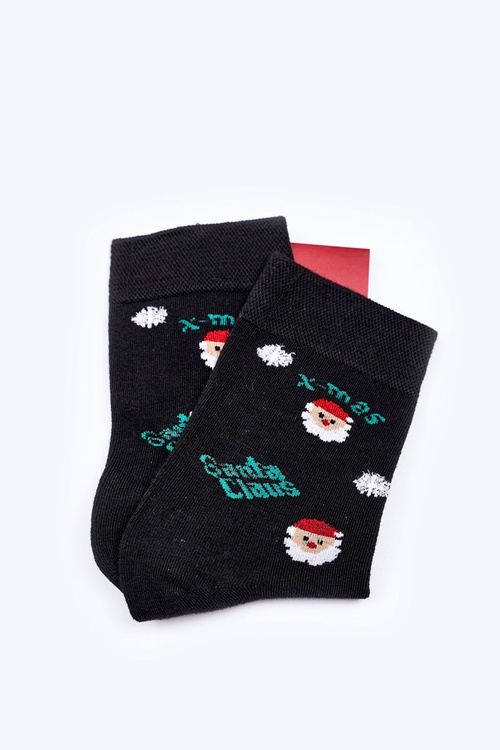 Christmas Cotton Socks SANTA CLAUS Black