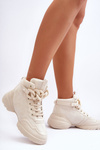 Women's Suede Sport Shoes with Chain Beige Tymagio