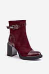 Women's Insulated Heeled Boots With Decorative Buckle MR880-085 Bordeaux D&A