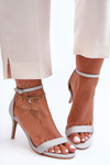 Shiny Heeled Sandals Silver Gedna