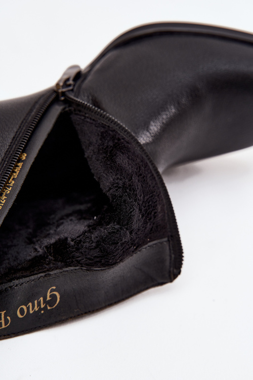 Insulated ladies ankle boots made of genuine leather with heel Black Jovelle