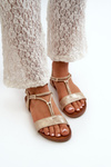 Women's Flat Sandals With Straps S.Barski KV27-010 Gold