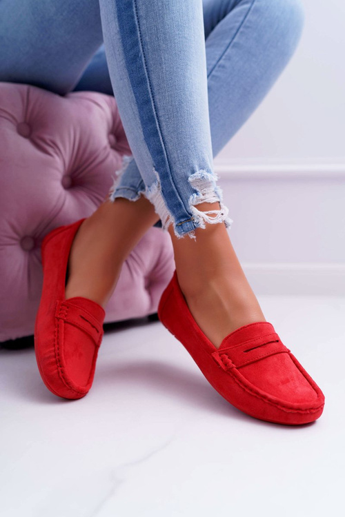 Women's Lightweight Eco-suede Moccasins Red Limez