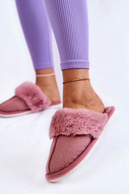 Women's Warm Slippers With Fur Dark pink Franco