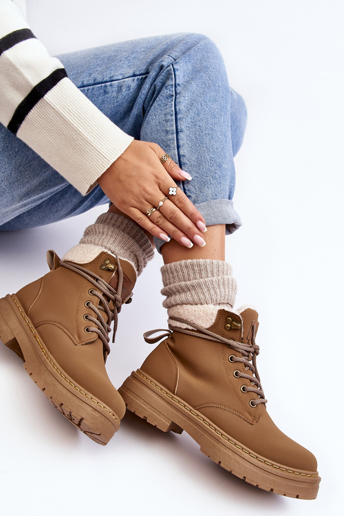 Women's Leather Trappers with Fur Brown Lynnvia